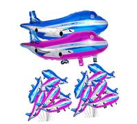 FIXOSHEE 20 Palloncini Aeroplano in Alluminio Metallizzato per Feste Compleanno Decorazioni Tema Aereo Blu e Rosa Facili da Gonfiare con Aria o Decorazione Party Versatile per