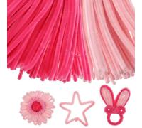 FIXOSHEE 200 pezzi Scovolini Ciniglia Morbidi e Fuzzy per Lavoretti DIY Torcibili Leggeri Due Rosa per Fiori Fatti Mano e Decorazioni Festive