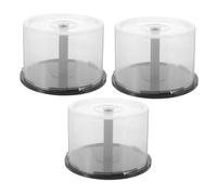 FIXOSHEE 3 pezzi Contenitore per CD e Dvd Vuoto Secchio Rotondo in Plastica Trasparente Organizer Compatto per Dischi Design Salva Spazio Elegante per Casa e Ufficio