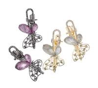 FIXOSHEE 4 Pezzi Butterfly Hair Clips in French Vintage Style Lightweight Metal Hairpins With Rhinestones For Secure Side Bangs Hold Elegant Hair Accessories For Daily Party Wedding Use