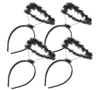 FIXOSHEE 4 Pezzi Cerchietti Angeli Nero con Anello Plush Morbido Accessori Cosplay Costume Party per Adulti Leggeri e Comodi per Feste