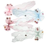 FIXOSHEE 4 Pezzi Fiocchetti per Capelli Grandi in Chiffon per Bambine con Nastri Lunghi Fermagli Eleganti per Principesse Accessori per Ragazze per Matrimoni e Feste