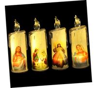 FIXOSHEE 4 Pezzi Lampade LED Candele Gesù Base Luci Decorative Calde con Effetto Tremolante per Natale Pasqua Feste e Ambienti Domestici Sacri