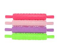 FIXOSHEE 4 pezzi Mattarelli in Plastica Alimentare per Biscotti e Pasta con Motivi Incisi Mattarello Decorativo per Cottura Dolci Pasta e Fondente Attrezzo DIY per Famiglia Colore Casuale