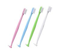 FIXOSHEE 4 pezzi Spazzolino Doppia Testa Resistente per Pulizia Interdentale e Denti Manico Curvo per Precisione per Apparecchi Ortodontici e Dentiere