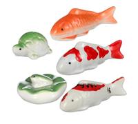 FIXOSHEE 5 Pezzi Miniature Ceramic Aquarium Decorations Floating Koi Fish Turtle Frog Figurines For Vibrant Fish Tank Décor And Engaging Underwater Environment