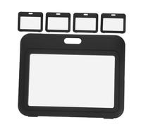 FIXOSHEE 5 Pezzi Porta Badge Trasparente Plastica Nera Protezione Doppia Faccia per Carte Id Custodia Orizzontale per Ufficio Scuola Conferenze Ed Eventi Supporto Badge da Tasca Facile da