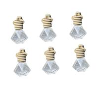 FIXOSHEE 6 pezzi Bottiglie Profumo Ricaricabili Forma Romboidale con Tappo in Diffusori Oli Essenziali e Deodoranti Appesi per Decorazione Auto e Trasparenti