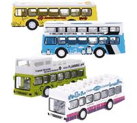 FIXOSHEE 60 Set 4 Pezzi Autobus Urbano a Trazione Posteriore Giocattoli per per Sviluppo Creativo e Gioco Manuale