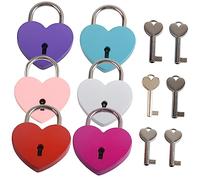 FIXOSHEE 6pezzi Luccetto Forma Cuore in Piccolo Con Chiavi Lucchetti Per Bagagli Diario e Portagioie