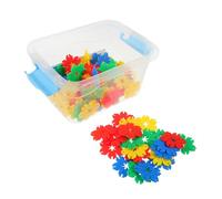 FIXOSHEE 70 Pezzi Blocchi da Costruzione Interconnessi per Giocattolo Educativo in Plastica con Contenitore Sviluppo creatività e Problem Solving per Bimbi in età Prescolare