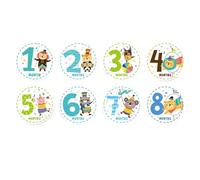 FIXOSHEE Adesivi Mensili per Ragazzo Ragazza 12 Pezzi, Set Adesivi Tappe Fondamentali la Pancia, Decorazioni per Album Fotografico Crescita Primi 12 Mesi