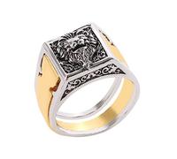 FIXOSHEE Anello Uomo con Scomparto Segreto Vintage Design Leone Inciso Punk Gioiello Gotico con Scatola di Conservazione Accessorio Distintivo per Feste e Performance