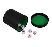 FIXOSHEE Bicchiere per Dadi Portatile in Pelle Artificiale Verde con Interno in Velluto, Set con 6 Dadi e Coperchio, Shaker Compatto per Giochi da Tavolo, Accessorio per Feste e Viaggi