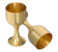 FIXOSHEE Calici in Ottone Dorato 2 Pezzi Calice da Cerimonia Piccolo Stelo Ergonomico per Comunione Matrimonio e Uso Religioso Bicchieri da Vino Vintage per Banchetti e Rituali