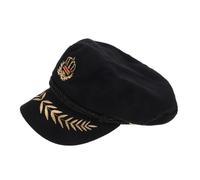FIXOSHEE Cappello Capitano Ricamato Vintage Nero Accessorio Marittimo per Feste Cosplay e Party Tema Barca Stile Marinaio Elegante