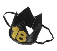 FIXOSHEE Cappello da Festa Compleanno Corona Nero Oro Spesso Design Creativo e Comodo per Feste di 18 Anni, Copricapo Decorativo per Momenti Memorabili