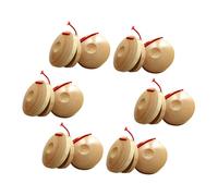 FIXOSHEE Castagnette Orff in Legno Naturale 12 Pezzi Percussioni a Dita Strumento Musicale Ritmico Educativo per Ragazzo Ragazza Esercizio Coordinazione Mano-cervello Apprendimento