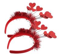 FIXOSHEE Cerchietti per Chioma a Forma di Cuore Paillettes Rosse, Set 2 Pezzi, Accessori Decorativi per Feste Romantiche, Fasce Leggere e Comode per Ragazze e Donne