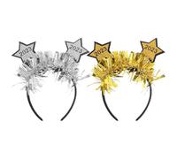 FIXOSHEE Cerchietto a Forma di Stella 2 Pezzi per Capodanno 2023 Fascia Chioma in Metallo Oro e Argento Accessori per Foto e Feste di Carnevale e Cosplay