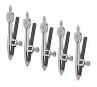 FIXOSHEE Compasso per Disegno Matematico 5 Pezzi per Studenti Punte Dure Antiscivolo, Kit Bussola Riutilizzabile per Scuola, Ufficio e Disegno Tecnico