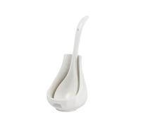 FIXOSHEE Cucchiaio da Portata con Supporto in Ceramica Bianca Cucchiai da Cucina Pratici con Porta Cucchiaio per Casa Ristorante e Hotel Design Elegante e Facile da Pulire