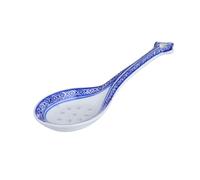FIXOSHEE Cucchiaio da Zuppa in Materiale Blu e Bianco, Cucchiaio Grande Tradizionale Manico, Utensile da Cucina per Servizio Minestra e Zuppa