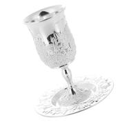 FIXOSHEE da Vino Shabbat Placcato con Piattino Decorativo Bicchiere Versatile per Kiddush Liquori e Tè Regalo per Festività Judaica e Passover