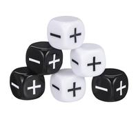 FIXOSHEE Dadi Grandi a 6 Facce Simboli e Meno Set da 6 Pezzi in Plastica Bianco e Nero Giocattolo da Gioco per e Accessori per Party Game e Giochi da Tavolo
