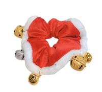 FIXOSHEE Elastico per Capelli Natalizio con Campanella in Pile Corallo Rosso Accessorio Morbido ed Elastico per Ragazze e Donne Decorazione Elegante per Feste e Quotidiano