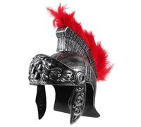 FIXOSHEE Elmo Romano da Soldato in Plastica Piuma Rossa, Copricapo per Costume da Adulto per Feste Cosplay e Travestimenti Storici