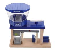 FIXOSHEE Giocattolo Stazione di Servizio in Legno Aereo Finto per Bambini, Set da Gioco Interattivo Educativo Ponte Ferroviario, Accessorio Stazione Aeroporto per Sviluppo Motorio