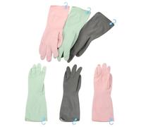 FIXOSHEE Guanti pervare i Piatti in Gomma Morbida Antiscivolo, 3 Paia Impermeabili Ganci, per Pulizia della Casa e Gestione dei Rifiuti, Taglia S, Colori Misti