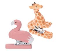 FIXOSHEE Mini Spillatrice in Legno a Forma di Animali 2 Pezzi Cucitrice Manuale Compatta per Carta da Scrivania Spillatrice Kawaii per Ufficio e Scuola Design Fatto a Mano Fenicottero e