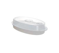 FIXOSHEE Piatto per Cottura Vapore Pesce per Microonde con Coperchio Bianco Versatile Vaporiera per Pesce e Verdure Rapida Conservazione Nutrienti Ventilazione Integrata