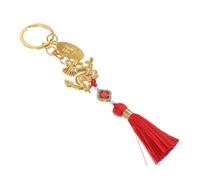 FIXOSHEE Portachiavi con figura mitologica e nappa rossa Feng Shui resistente e decorativo per borse, portafogli, chiavi e adulti
