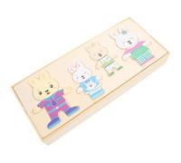FIXOSHEE Puzzle di Animali in Legno per Gioco Educativo per Coordinazione Occhio-Mano Set Puzzle Coniglio per Cambiare Vestiti Giocattolo Creativo e Sicuro per Età Prescolare