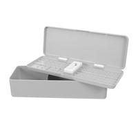 FIXOSHEE Scatola Porta Batterie Aa Aaa Doppio Scomparto, Contenitore Portatile in Plastica Resistente Grigio, Custodia di Sicurezza per Organizzare Batterie a Bottone e Stoccaggio