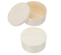 FIXOSHEE Scatola Rotonda in Legno Naturale per Imballaggio Torta 12,5x5,5 Cm, Set 2 Pezzi, Contenitore Alimenti Biodegradabile, Porta Cheesecake Chiffon Basco per Cucina e Conservazione