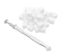 FIXOSHEE Set 100 Spugne per Unghie Sfumate Bianche con Pinza Applicatori in Spugna per Manicure e Trucco Viso Mini Buffer per Nail Art e Fondotinta Custodia Portatile per Uso