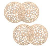 FIXOSHEE Set 4 Pezzi Basi in Legno Grezzo Rotonde per Intreccio Cestini e Borse Fai da Te Fondo Artigianale Traforato per Cestini Ventilati Sottobicchieri per Cucina e Decorazioni