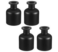 FIXOSHEE Set da 4 Bottiglie Diffusore di Oli Essenziali in Vetro Nero Opaco da 150 Ml Contenitori Vuoti Rotondi per Bastoncini di Giunco Adatti per Aromaterapia e Decorazioni per Casa e