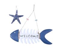 FIXOSHEE Set di 2 per Porta in Legno Tema Nautico Estivo Lisca di Pesce e Stella Marina Cartello di Benvenuto da Appendere Decorazione per Casa Bar Hotel