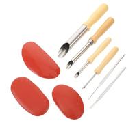FIXOSHEE Set di Utensili per Intaglio della Ceramica e Modellazione Argilla in Silicone e Pietra, Kit Manuale di 8 Strumenti per Scultura e Punzonatura, Accessori per Lavorazione