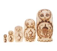 FIXOSHEE Set Matrioska Russa in Legno Grezzo 5 Strati Rilievo Pirografico Aquila Bicipite Bambole Nidificanti Non Verniciate per Kit Artigianale Decorativo e Giocattolo Regalo per Feste