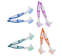 FIXOSHEE Spazzola per Dentiere a Doppia Faccia 8 Pezzi Testina Angolata in Nylon Colorato Spazzolino per la Pulizia Precisa di Protesi Apparecchi di Contenzione e Impugnatura Comoda