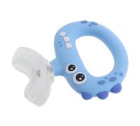 FIXOSHEE Spazzolino da Denti a Forma di U per 0-3 Anni in Silicone Alimentare, Setole Extra Morbide per Gengive Sensibili, Spazzolino Manuale Design Dinosauro per Igiene Orale Completa e