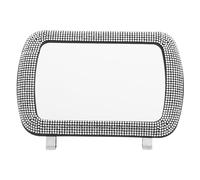 FIXOSHEE Specchietto per Visiera Auto Clip e Strass Bianco, Specchio Portatile per Trucco da Viaggio, Accessorio Abs Regolabile Compatibile la Maggior Parte delle Auto