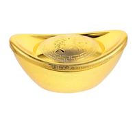 FIXOSHEE Statuetta Feng Shui Yuan Bao in Plastica Dorata Ornamento Portafortuna e Ricchezza per Capodanno Cinese Decorazione Vintage per Ufficio e Casa Oggetto da Collezione Anno del