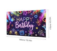 FIXOSHEE Striscione Happy Birthday Neon per Feste Compleanno Decorazioni Graffiti Fluorescenti per Photo Booth e Party Notturni